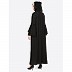 Designer abaya with multi layered bell sleeves- black
